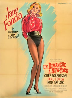 Original Vintage Comedy Movie Poster Sunday In New York Jane Fonda Roger Soubie