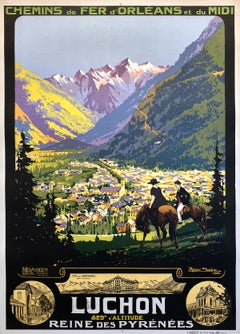 Original Vintage Luchon - Route des Pyrene
es Poster by Roger Soubie C1925