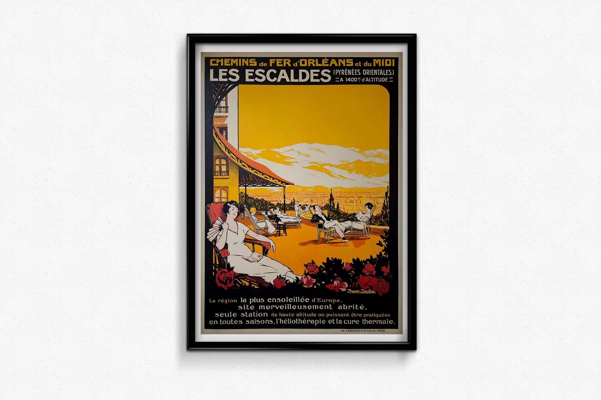 Affiche originale de Roger Soubie - Chemins de fer d'Orléans et du Midi Les Escaldes en vente 1
