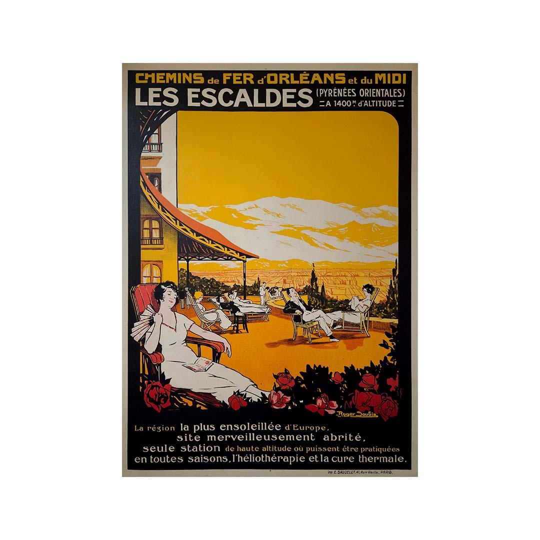 Affiche originale de Roger Soubie - Chemins de fer d'Orléans et du Midi Les Escaldes en vente 3