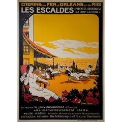 Affiche originale de Roger Soubie - Chemins de fer d'Orléans et du Midi Les Escaldes