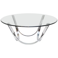 Roger Springer for Dunbar Chrome and Glass Coffee Table Roger Springer for Dunbar Chrome and Glass Coffee Table