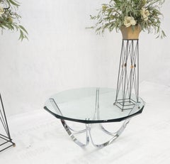 Table basse moderne mi-siècle Roger Sprung 3/4 po. avec base en verre biseauté et chrome MINT