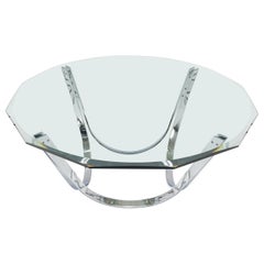 Roger Sprung 3/4" Moderner Couchtisch mit abgeschrägtem Glasfuß aus der Mitte des Jahrhunderts MINT