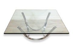 Roger Sprunger 1970s Modern Chrome Base Square Glass Top Cocktail Coffee Table