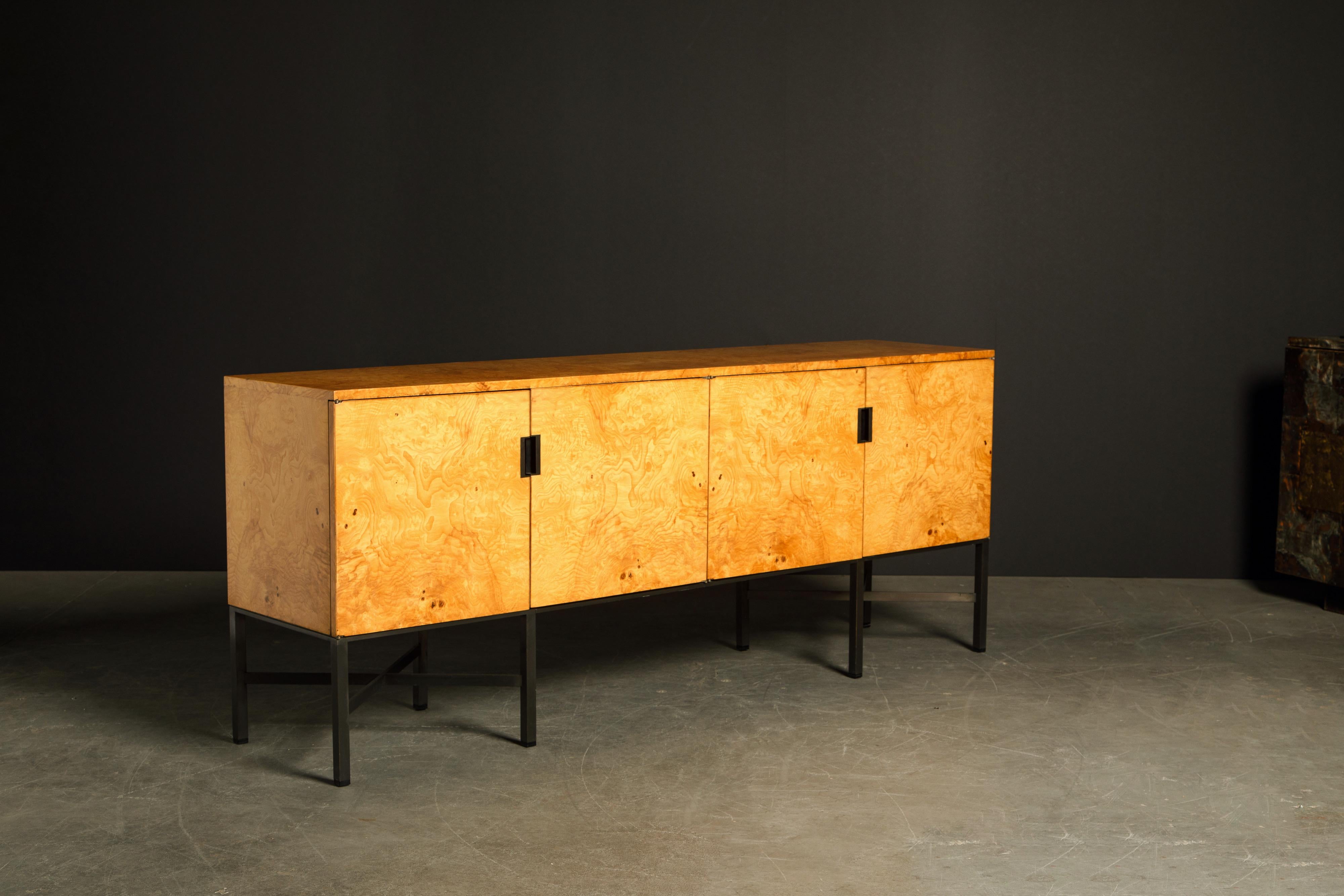 American Roger Sprunger for Dunbar #7111 Olive Burl Sideboard Credenza, c. 1965, Signed