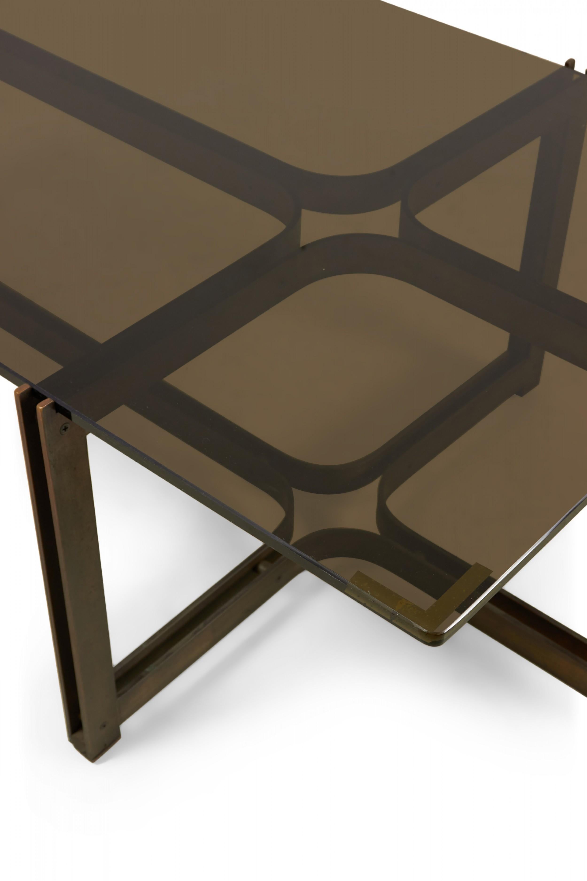 Roger Sprunger for Dunbar Bronze and Smoked Glass Coffee / Cocktail Table For Sale 2
