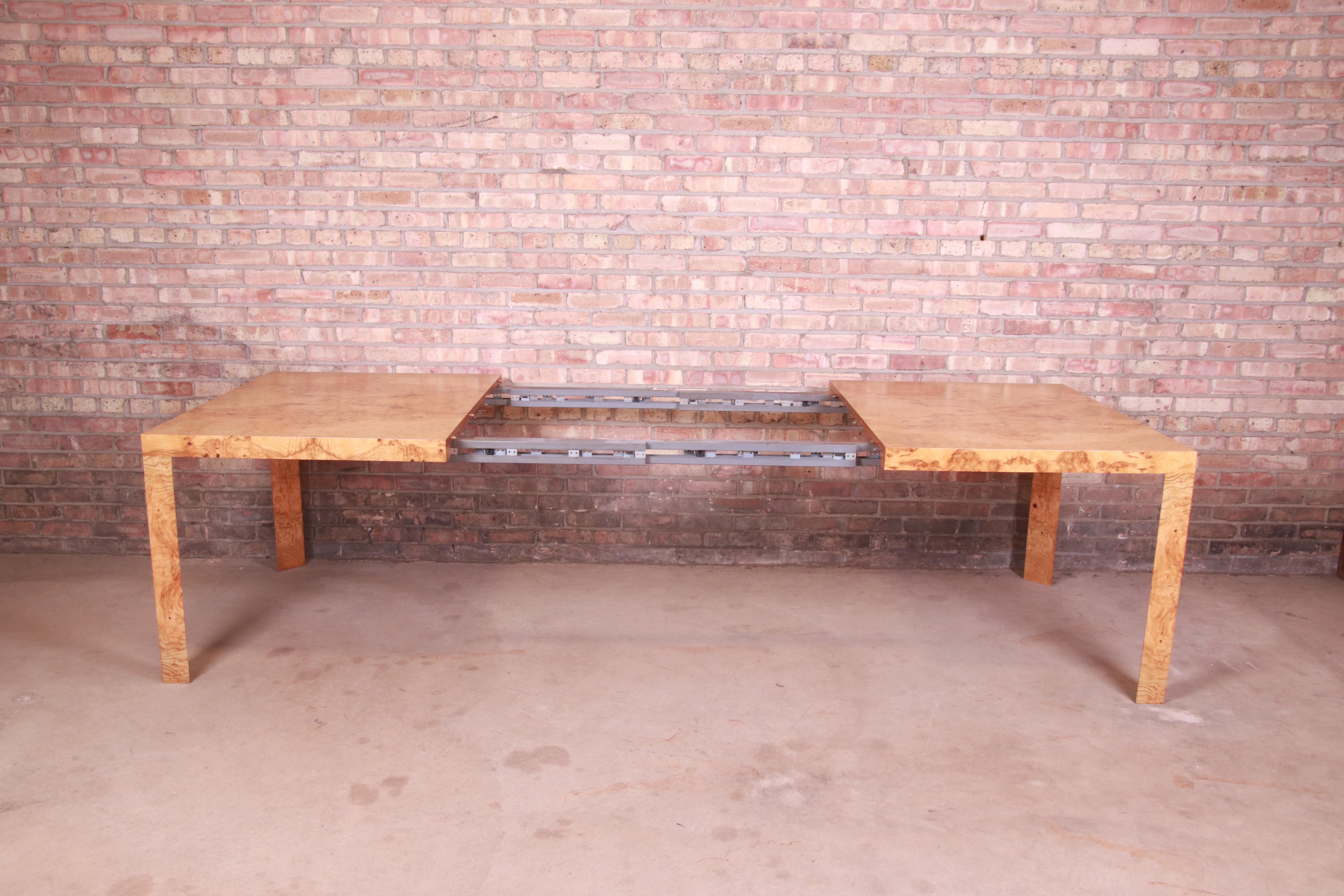 Roger Sprunger for Dunbar Burl Wood Extension Dining Table, Newly Refinished 4