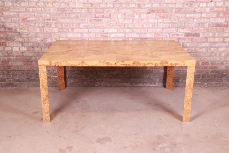 Roger Sprunger for Dunbar Burl Wood Extension Dining Table, Newly Refinished 5