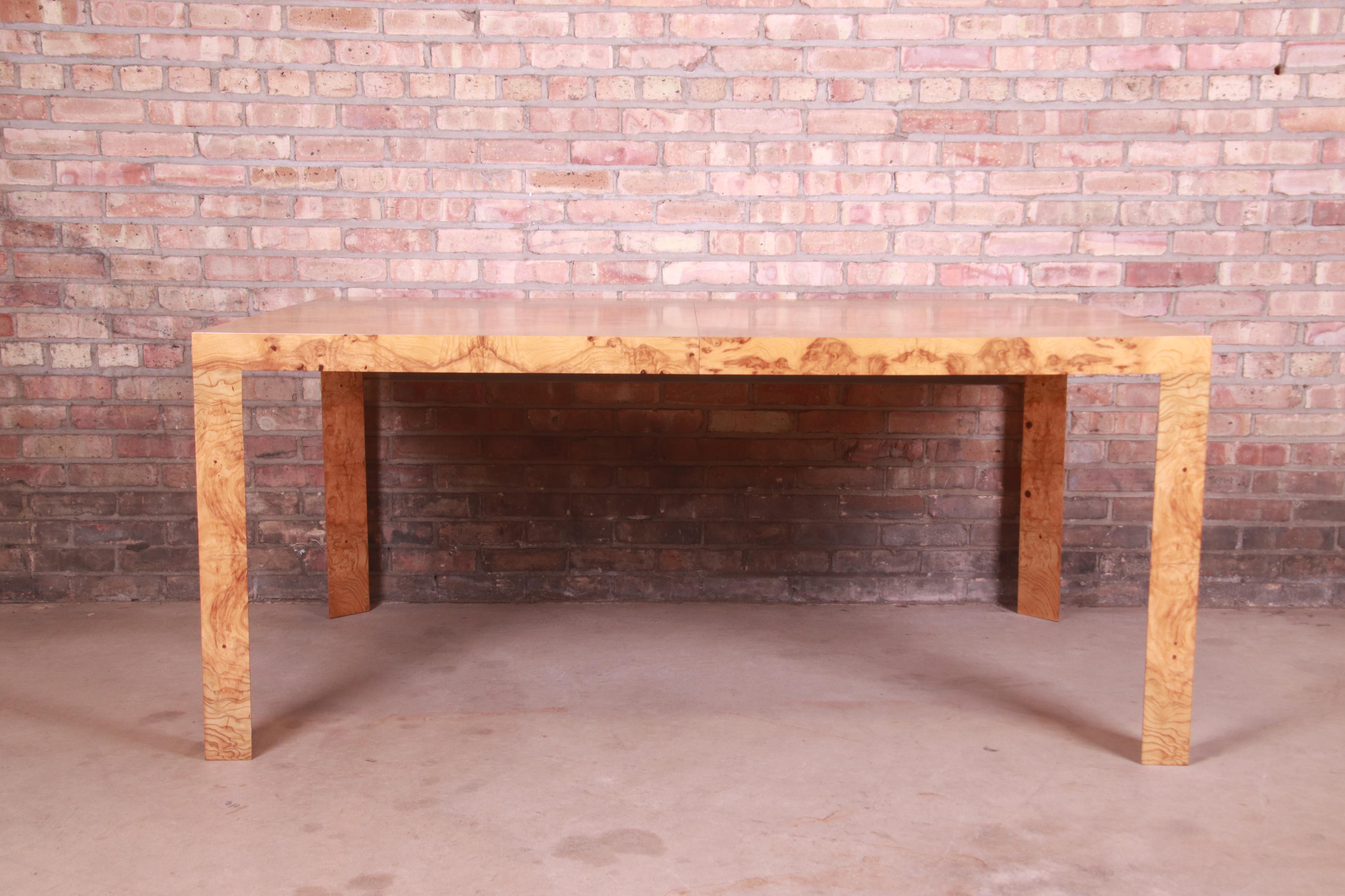 Roger Sprunger for Dunbar Burl Wood Extension Dining Table, Newly Refinished 6