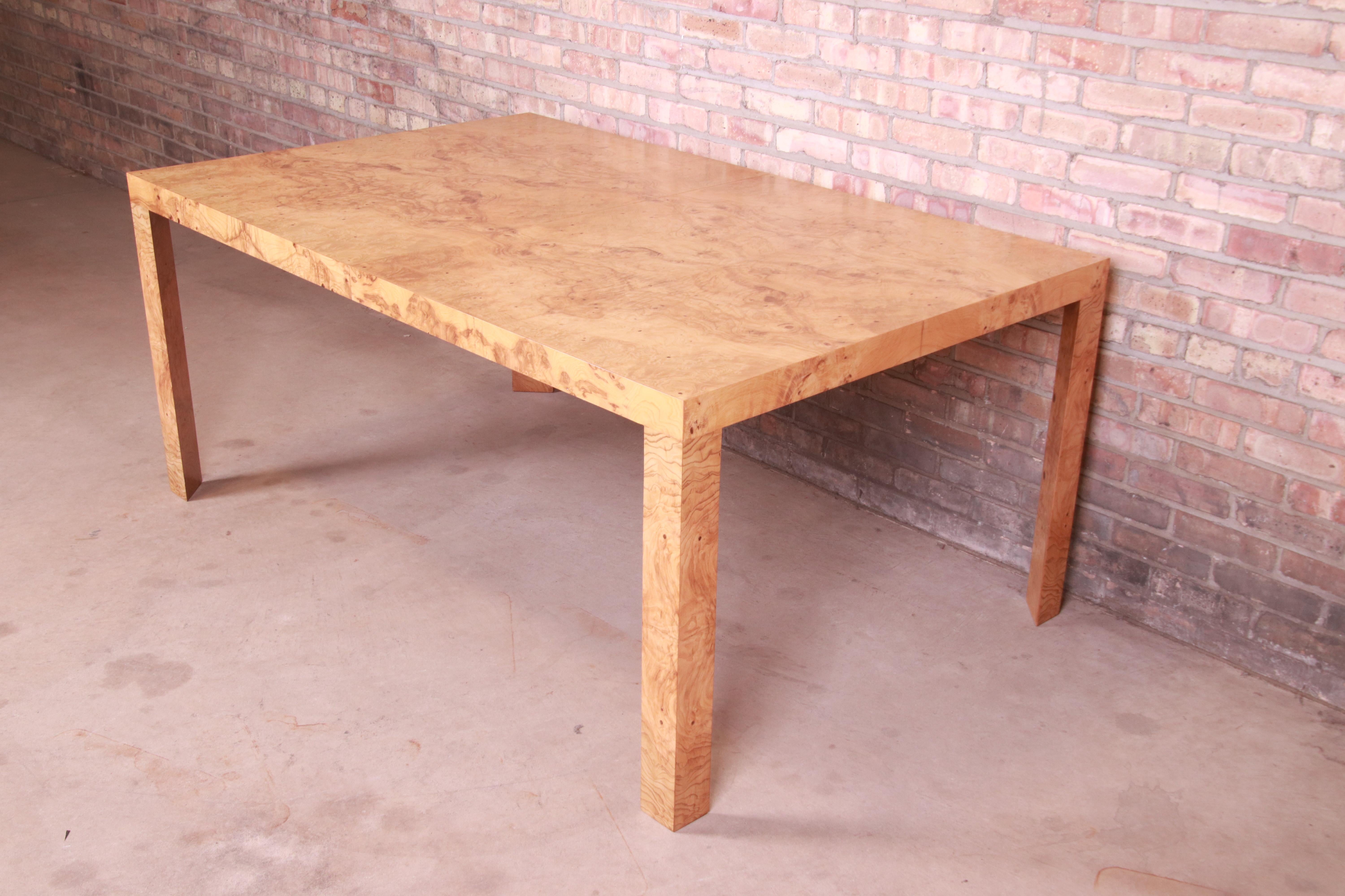 Roger Sprunger for Dunbar Burl Wood Extension Dining Table, Newly Refinished 7