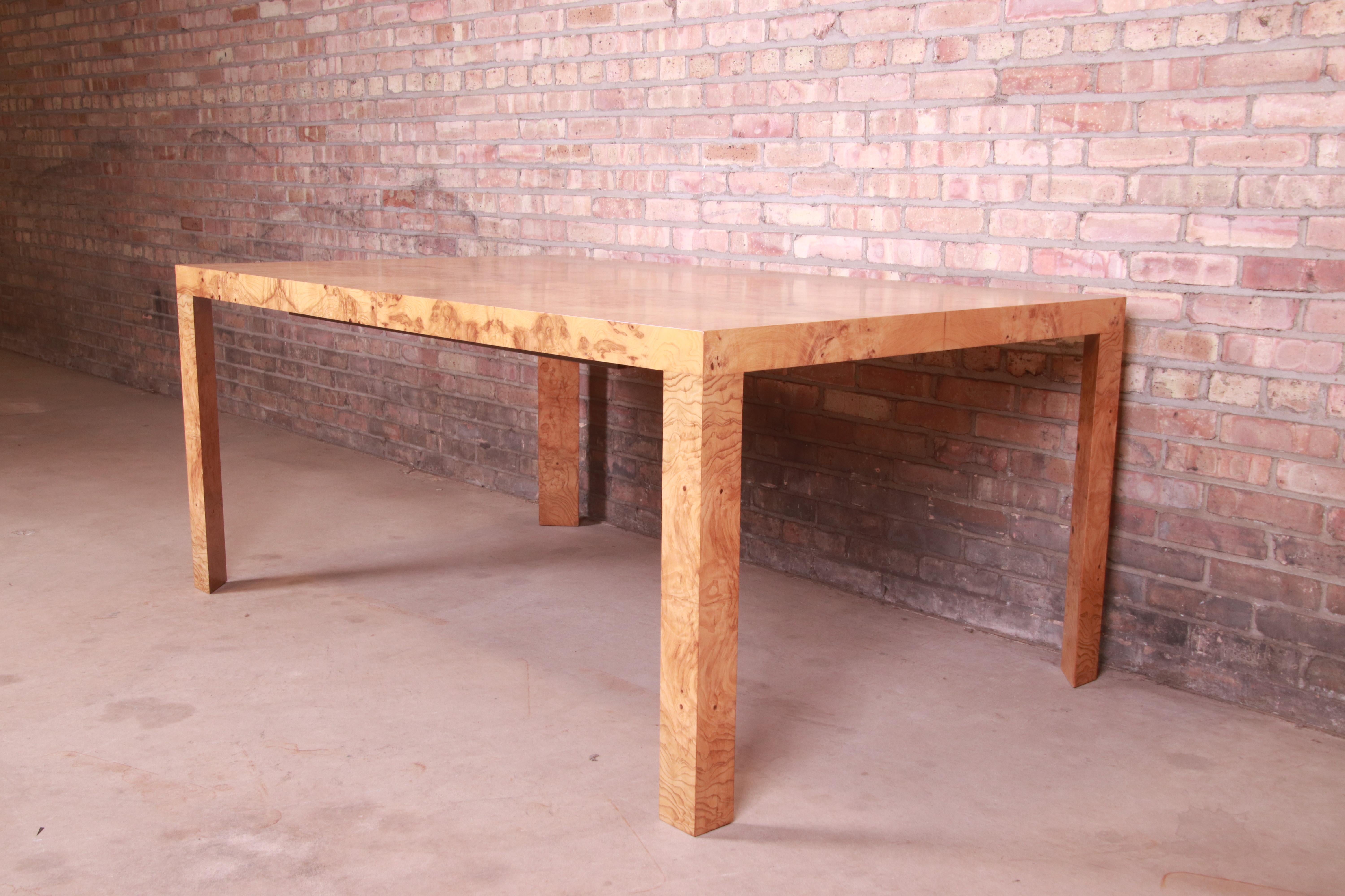 Roger Sprunger for Dunbar Burl Wood Extension Dining Table, Newly Refinished 8