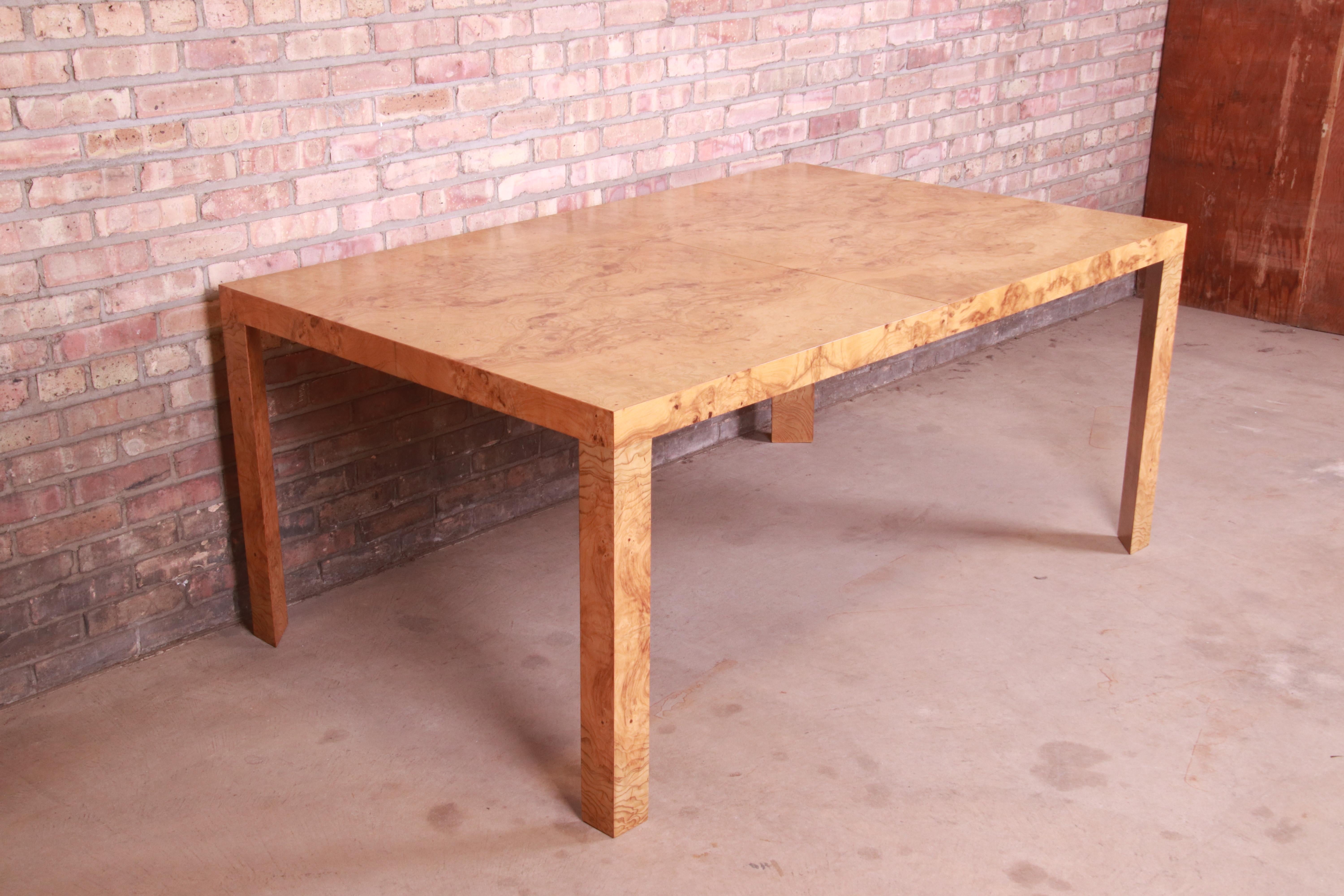Roger Sprunger for Dunbar Burl Wood Extension Dining Table, Newly Refinished 9