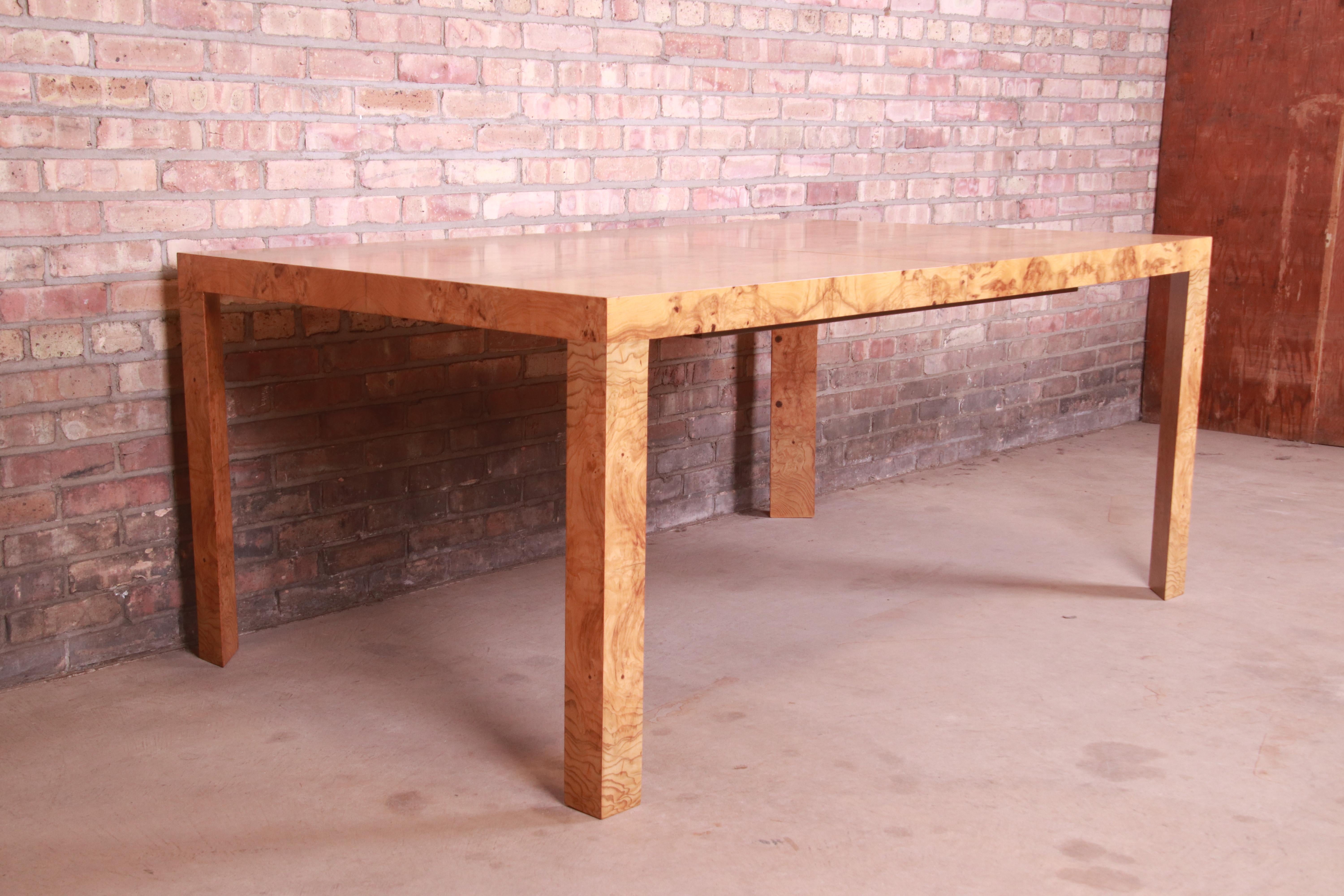 Roger Sprunger for Dunbar Burl Wood Extension Dining Table, Newly Refinished 10