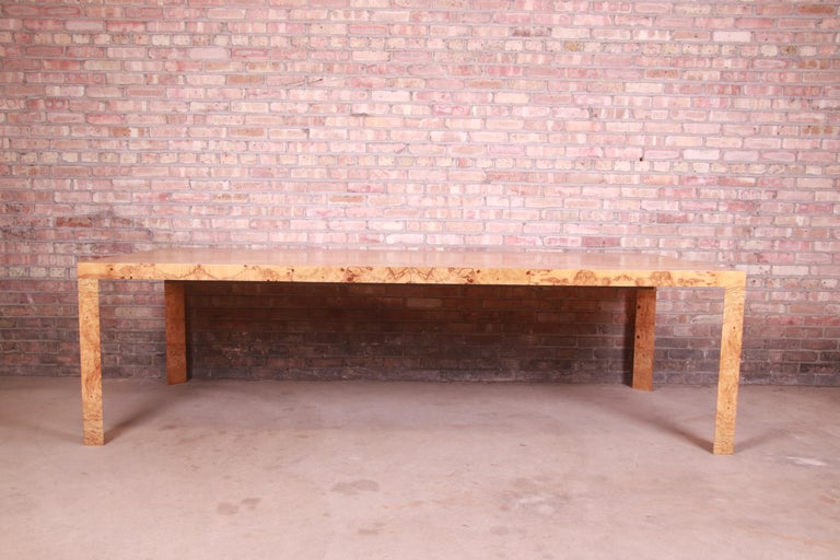 Mid-Century Modern Roger Sprunger for Dunbar Burl Wood Extension Dining Table, Newly Refinished