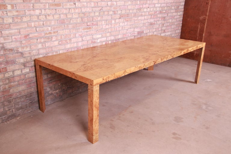 Late 20th Century Roger Sprunger for Dunbar Burl Wood Extension Dining Table, Newly Refinished
