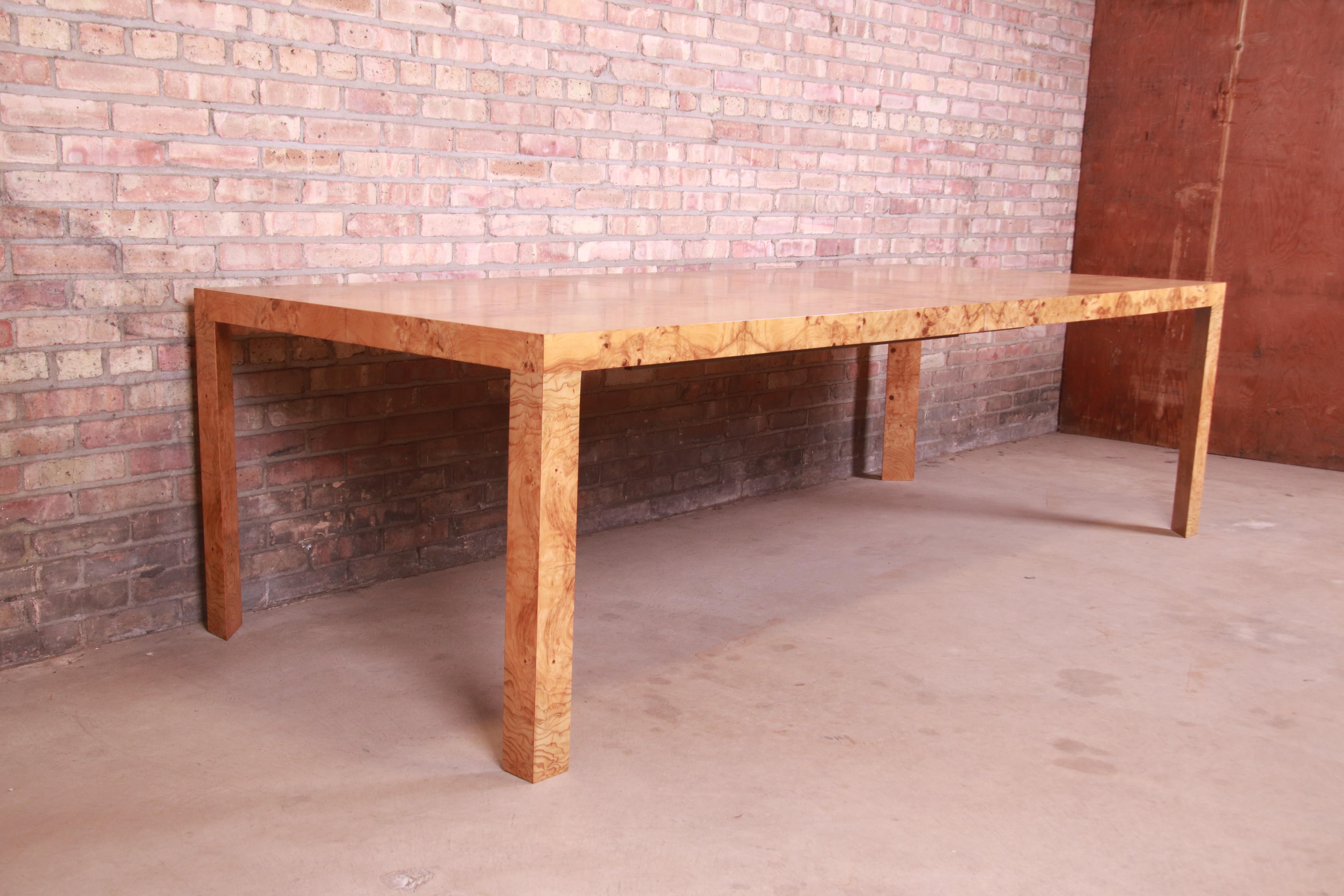 Roger Sprunger for Dunbar Burl Wood Extension Dining Table, Newly Refinished 1