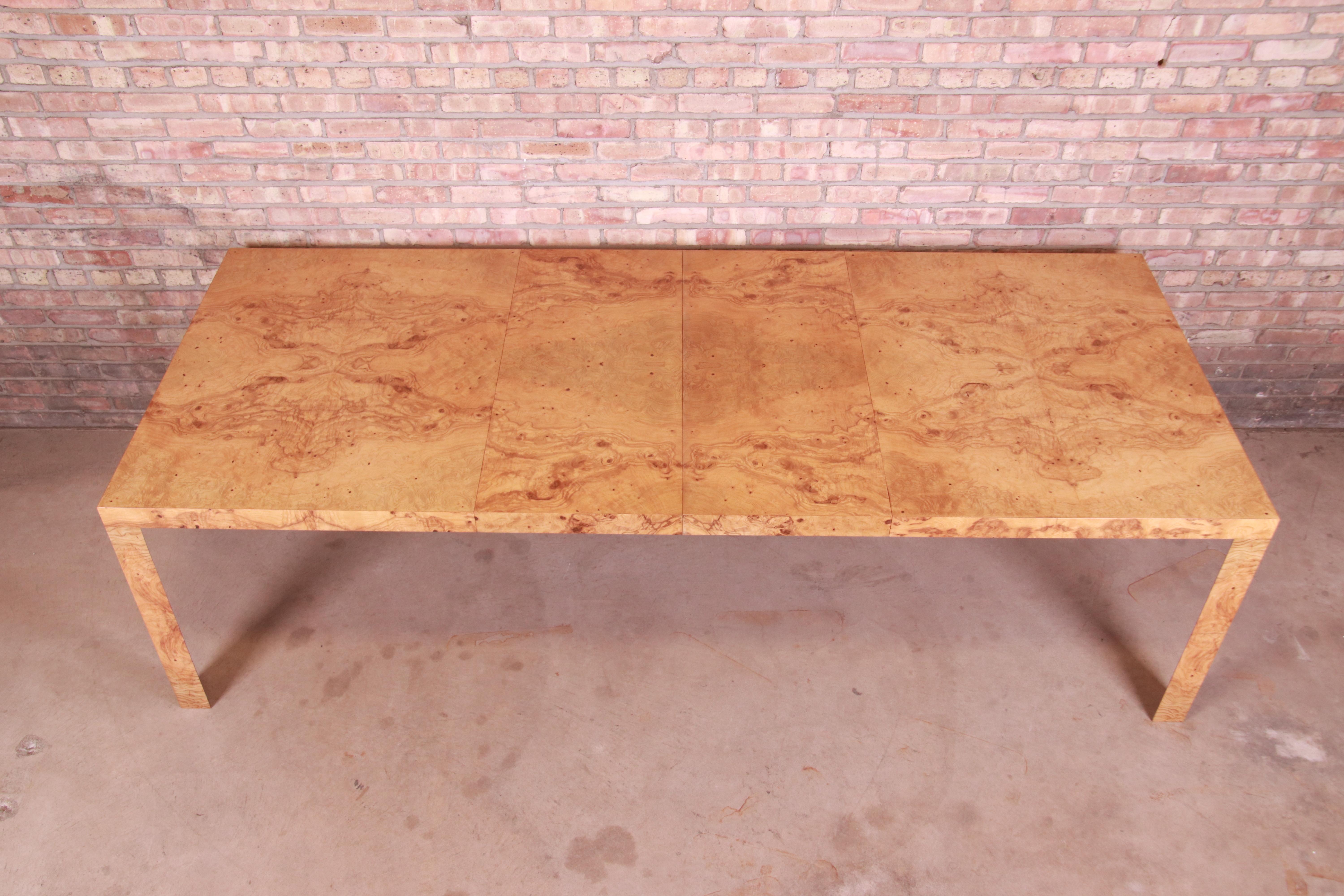 Roger Sprunger for Dunbar Burl Wood Extension Dining Table, Newly Refinished 2