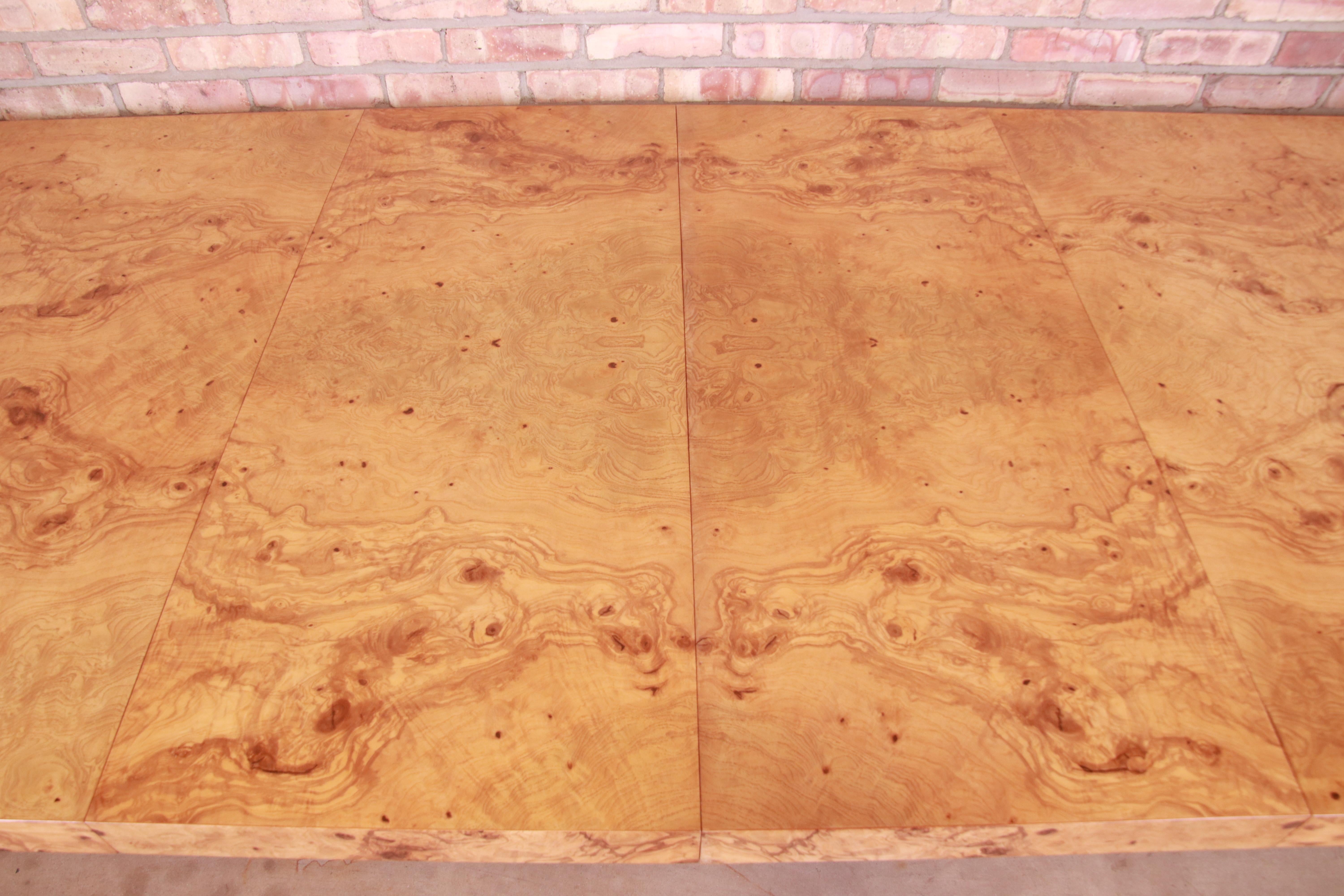 Roger Sprunger for Dunbar Burl Wood Extension Dining Table, Newly Refinished 3