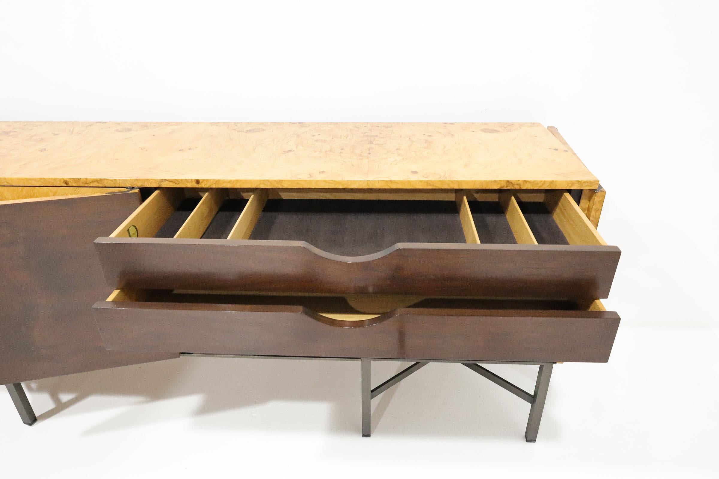 Mid-Century Modern Roger Sprunger for Dunbar Burled Olivewood Sideboard or Credenza For Sale