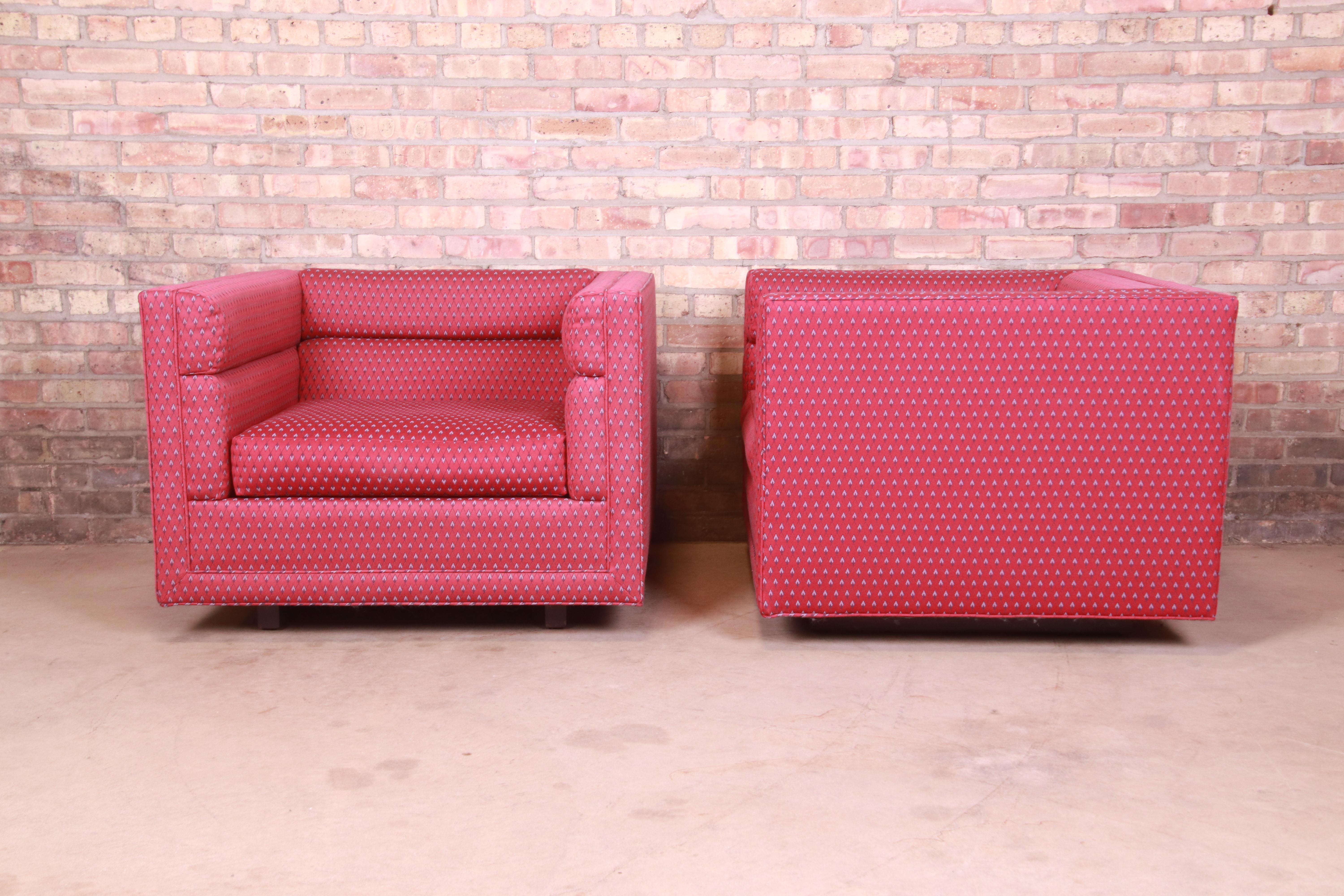 Channel, paire de fauteuils de salon cubiques de Roger Sprunger pour Dunbar en vente 3