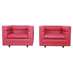 Roger Sprunger for Dunbar "Channel" Cube Lounge Chairs, Pair