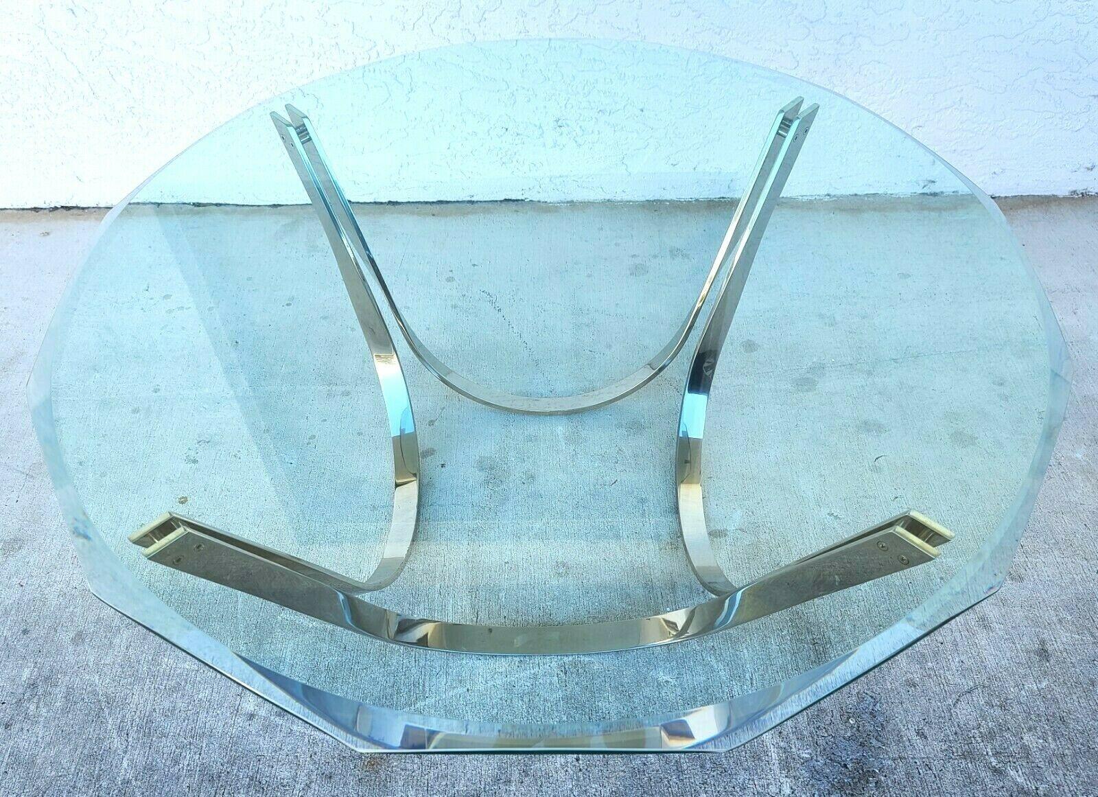 Roger Sprunger for Dunbar Chrome Glass Coffee Table In Good Condition For Sale In Lake Worth, FL