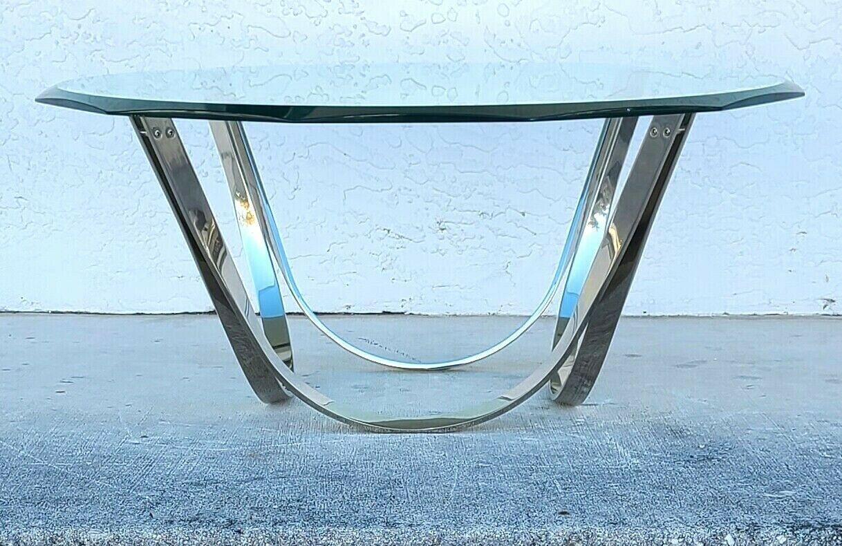 Late 20th Century Roger Sprunger for Dunbar Chrome Glass Coffee Table For Sale