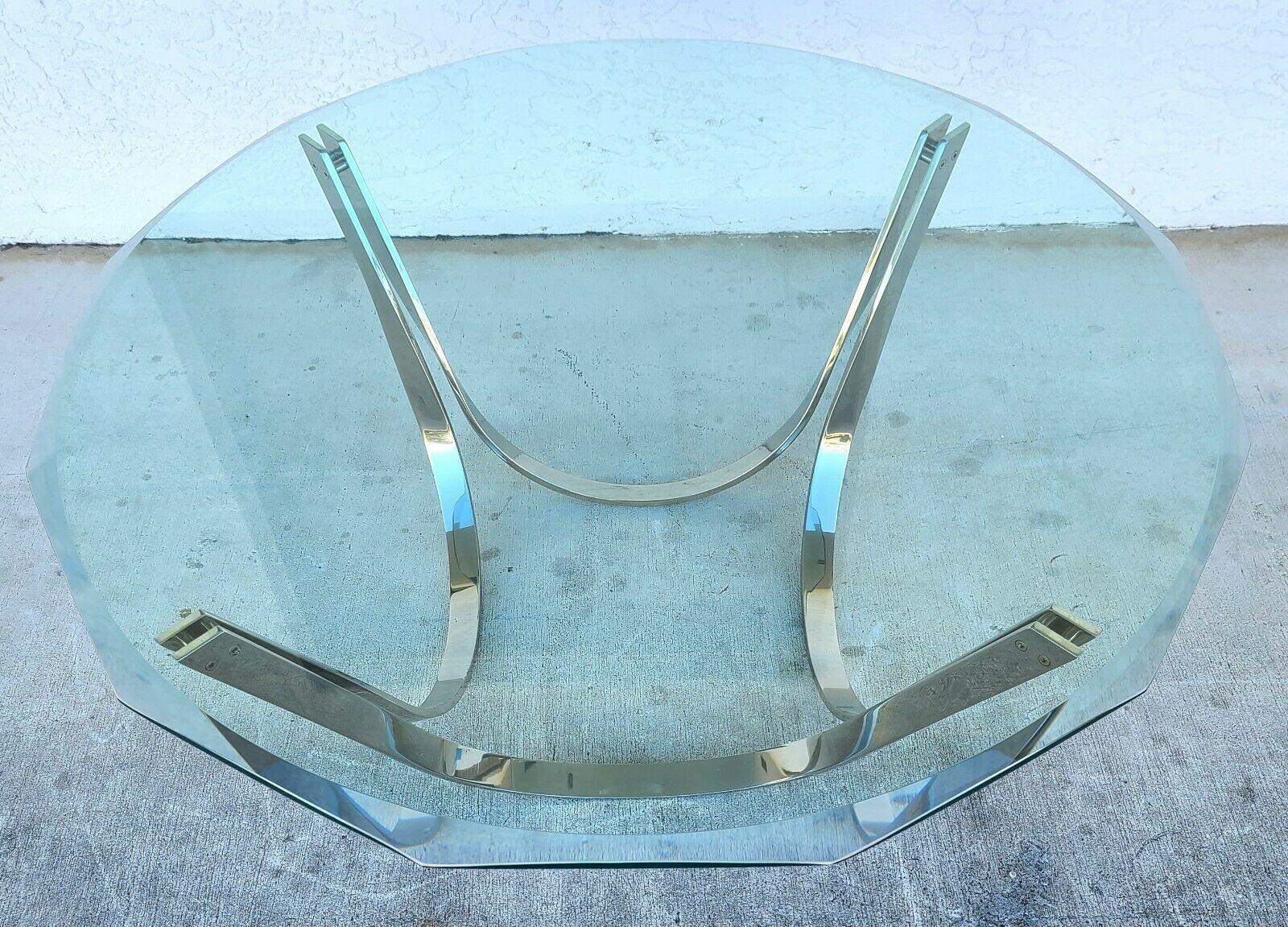 Roger Sprunger for Dunbar Chrome Glass Coffee Table For Sale 2