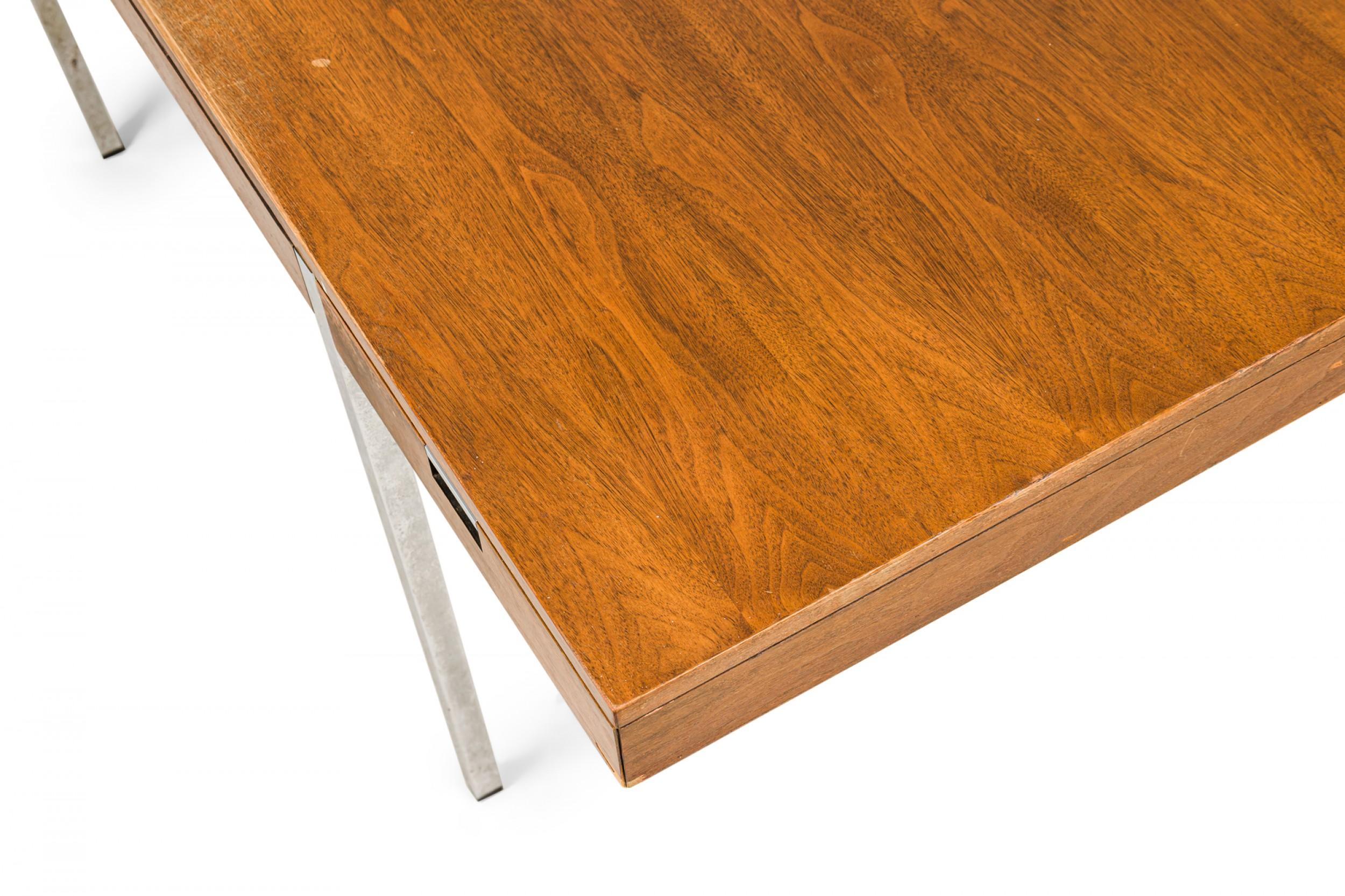 Roger Sprunger for Dunbar Furniture Co. Minimalist Walnut and Chrome Desk For Sale 6