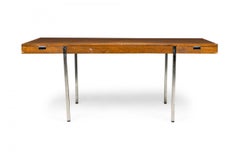 Roger Sprunger for Dunbar Furniture Co. Minimalist Walnut and Chrome Desk