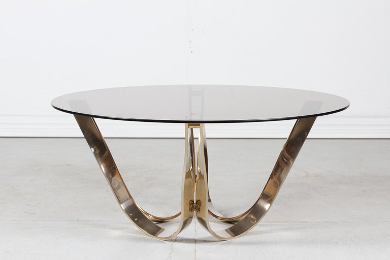 Mid-Century Modern Roger Sprunger for Dunbar Furniture Coffee Table with Smoked Glass Top 1960s For Sale