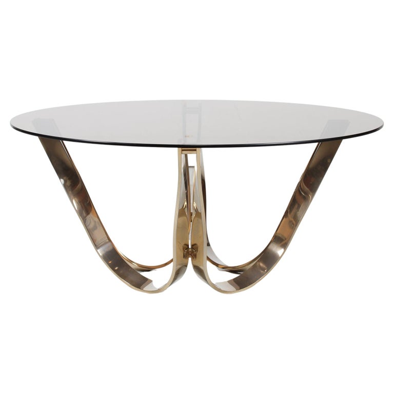 Roger Sprunger for Dunbar Furniture Coffee Table with Smoked Glass Top 1960s For Sale