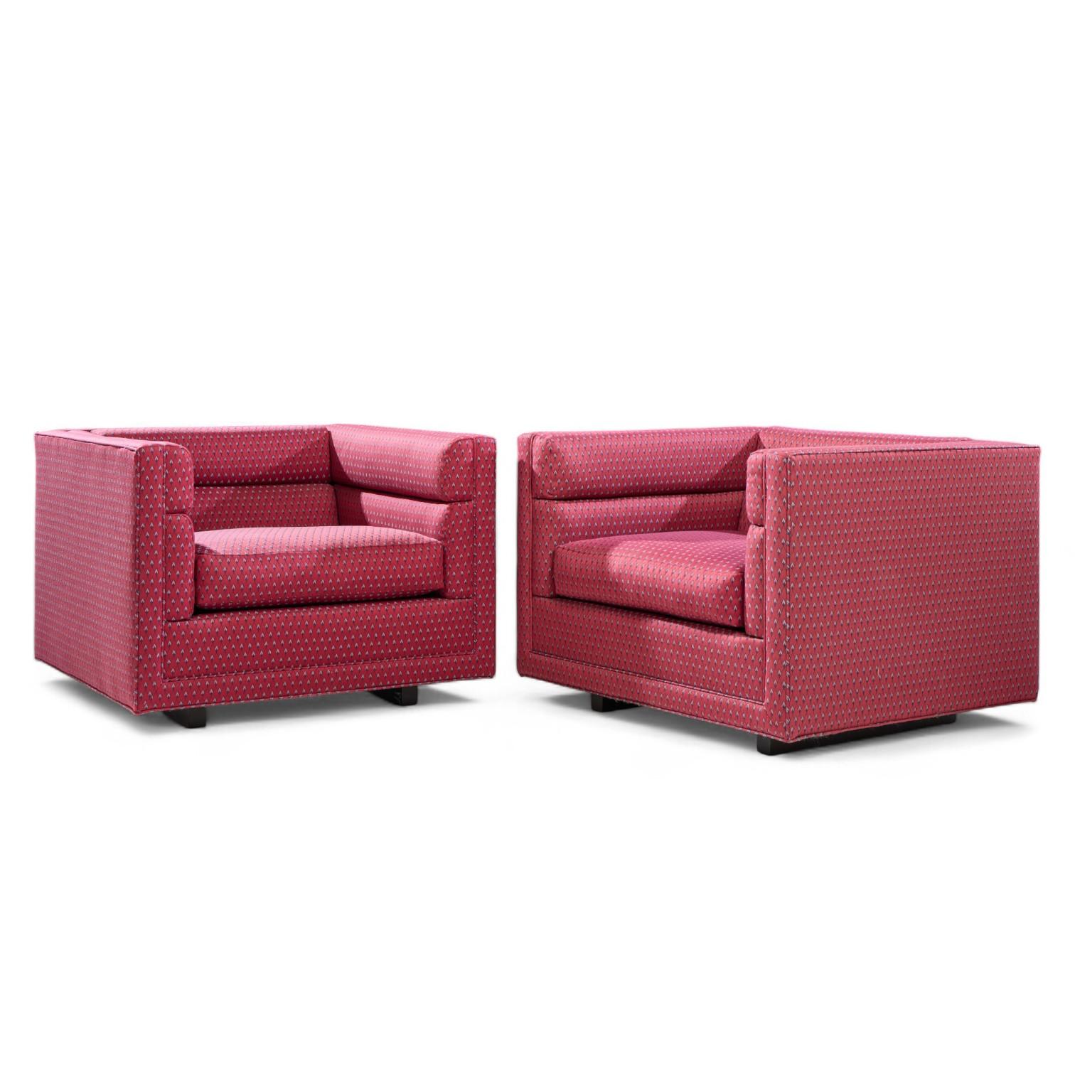 Mid-Century moderno Roger Sprunger per Dunbar Sedie da salotto a cubo di metà secolo - Coppia in vendita