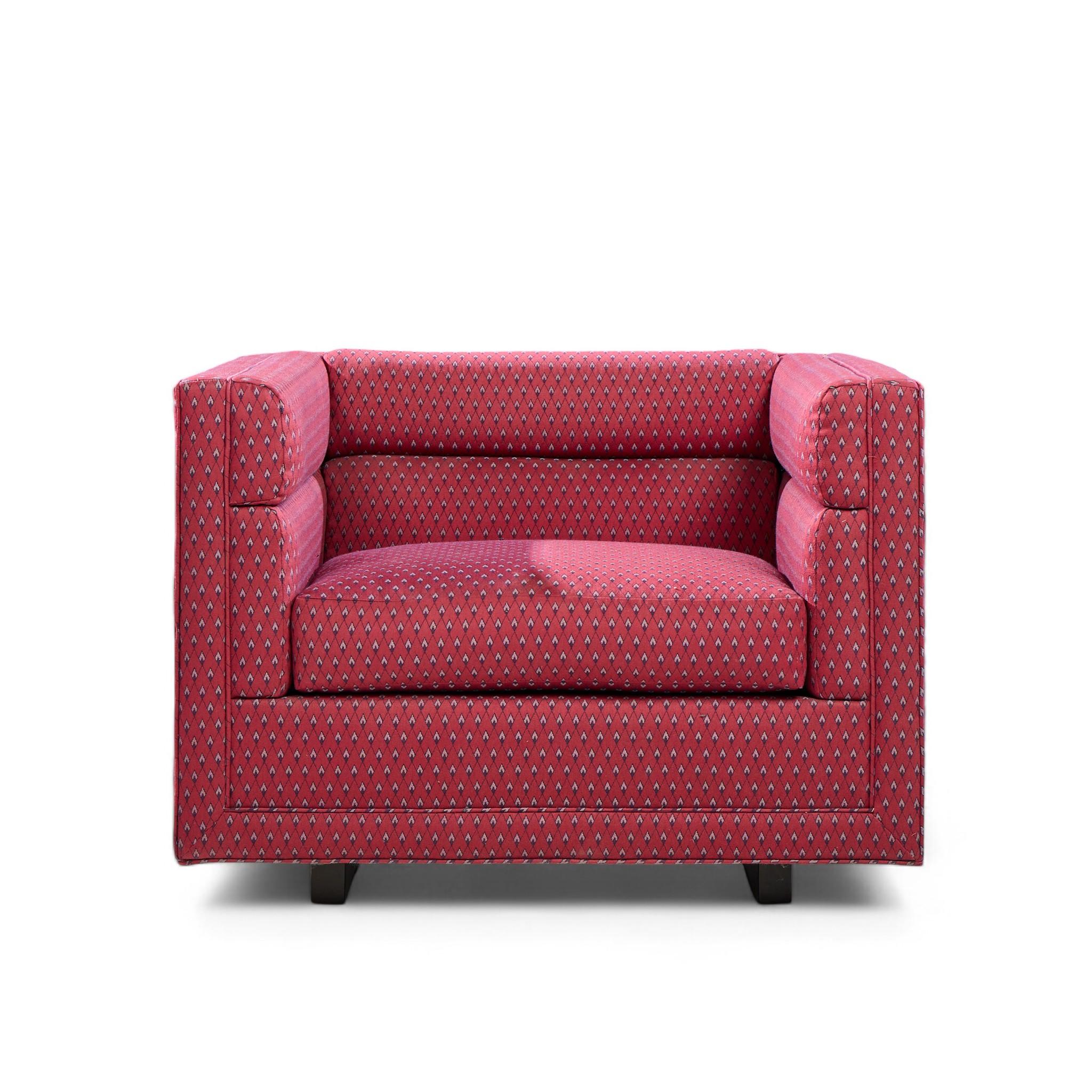 Roger Sprunger per Dunbar Sedie da salotto a cubo di metà secolo - Coppia In condizioni buone in vendita a Franklin Park, IL