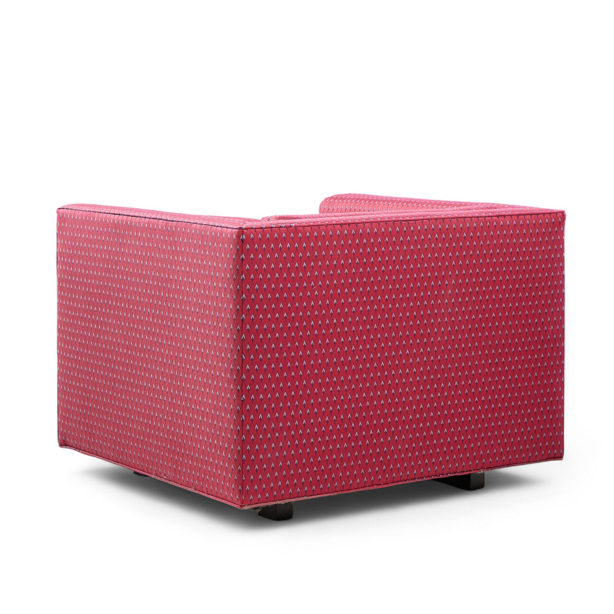 Roger Sprunger per Dunbar Sedie da salotto a cubo di metà secolo - Coppia in vendita 1