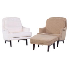 Roger Sprunger for Dunbar Mid Century Lounge Chair and Ottoman - Pair