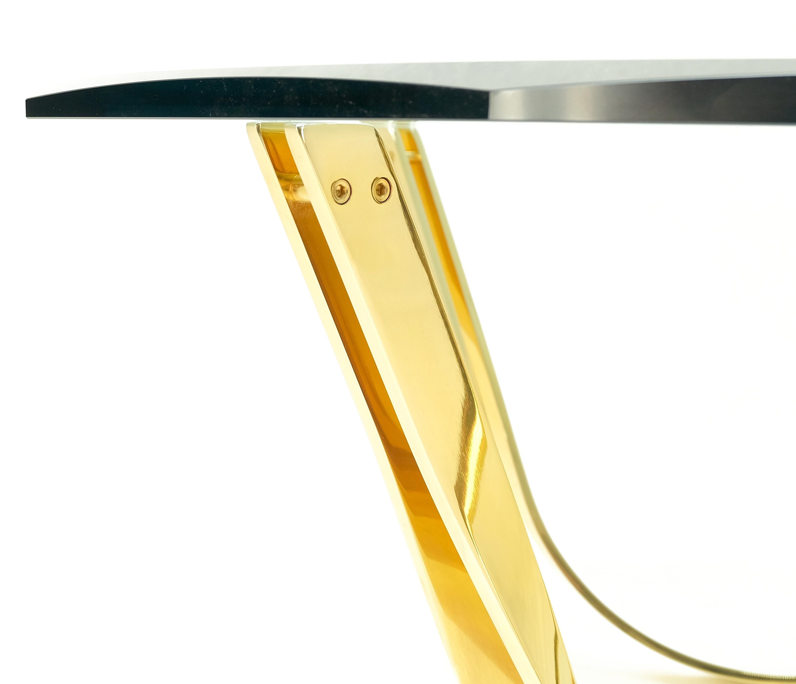 American Roger Sprunger for Dunbar Mid-Century Modern Brass Glass Coffee Table Clean! For Sale