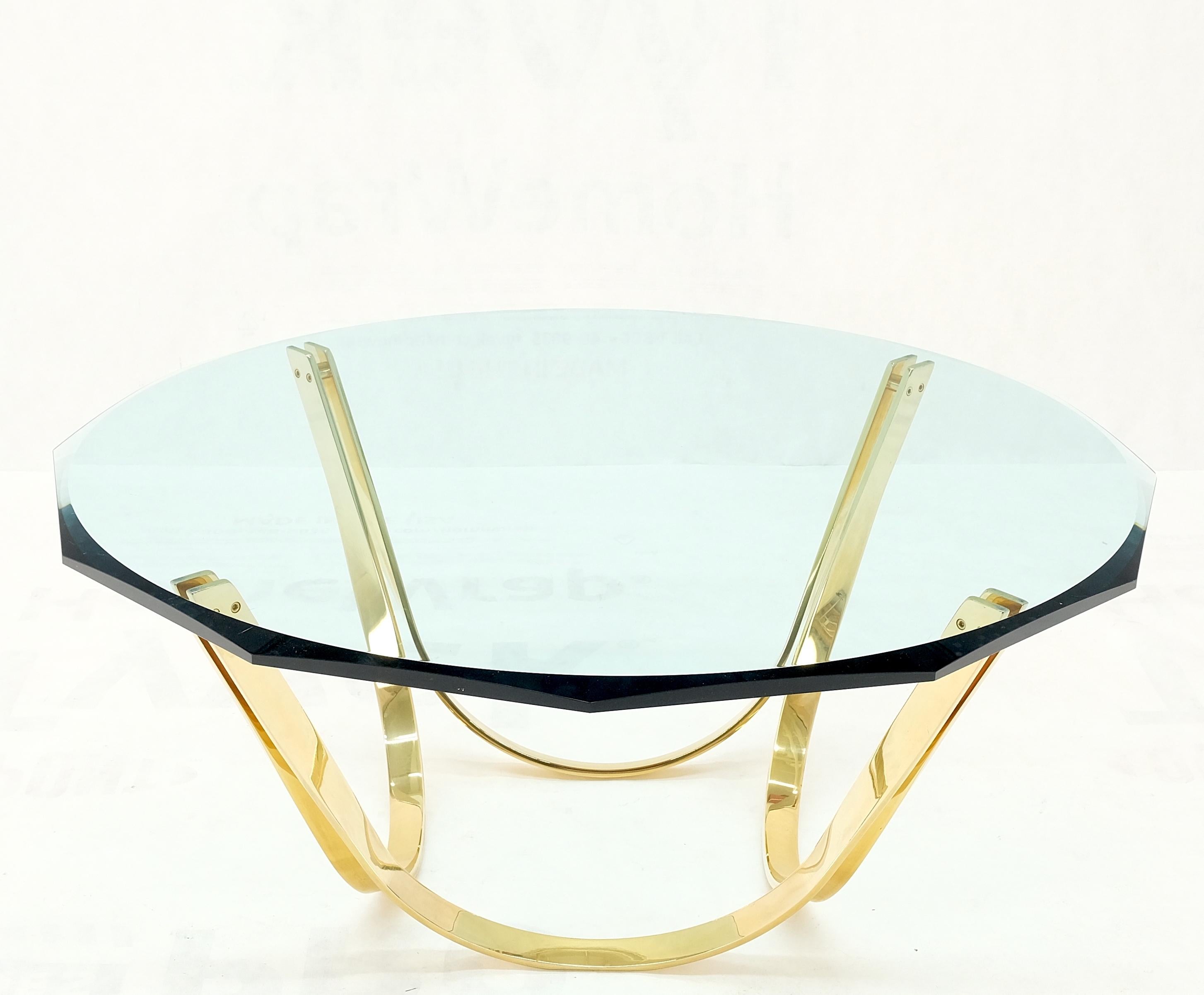 Roger Sprunger for Dunbar Mid-Century Modern Brass Glass Coffee Table Clean! For Sale 4