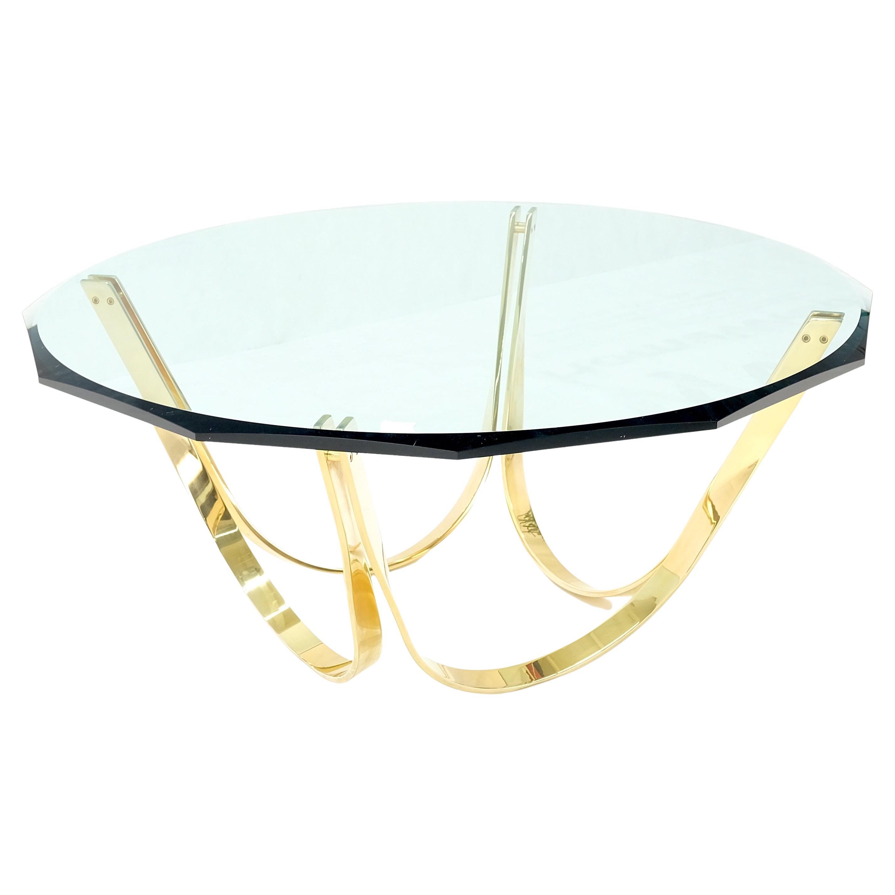 Roger Sprunger for Dunbar Mid-Century Modern Brass Glass Coffee Table Clean! For Sale
