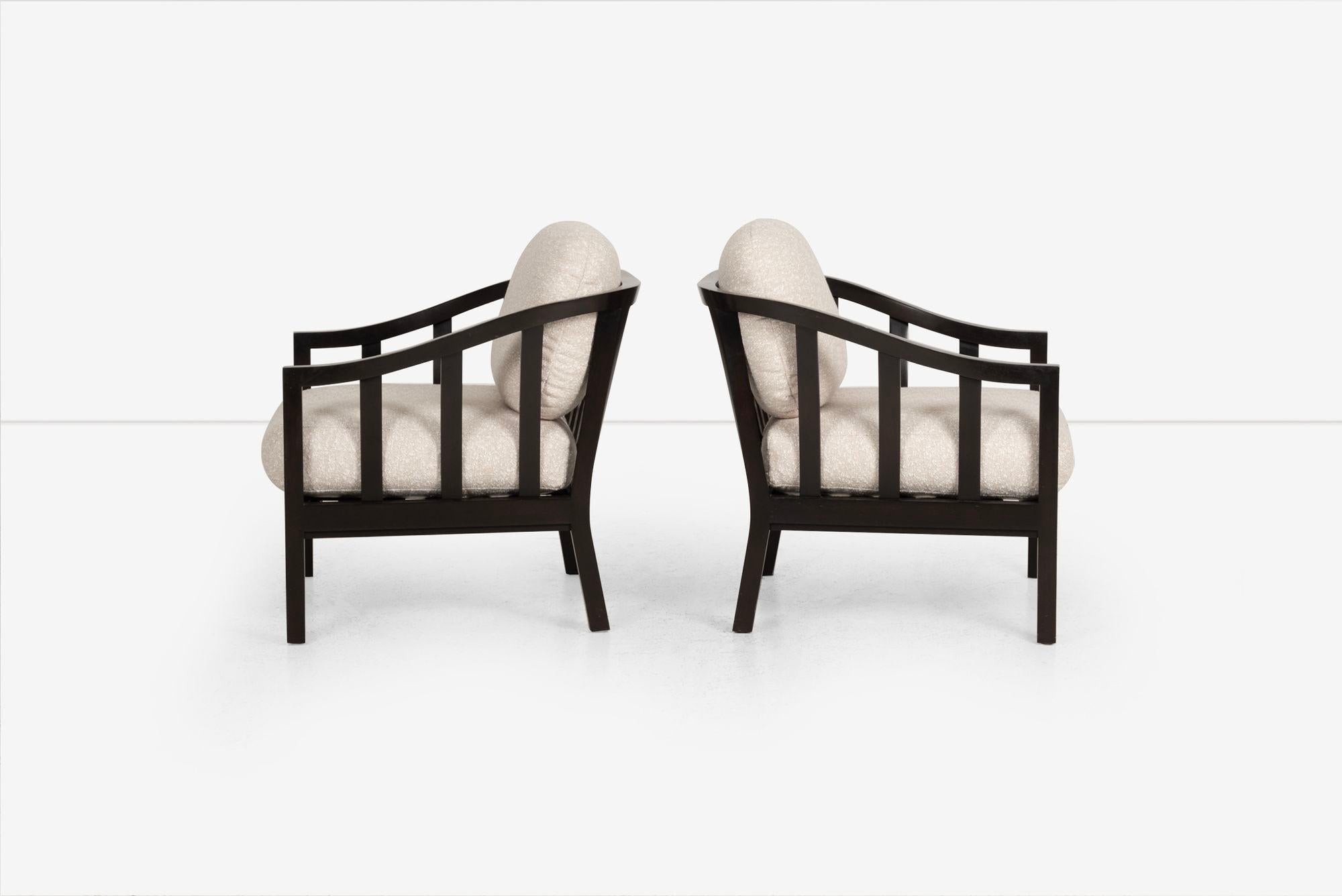 Bouclé Roger Sprunger pour Dunbar, paire de chaises longues 1965c. en vente