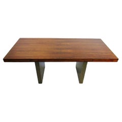 Roger Sprunger for Dunbar Rosewood table desk on Bronze plinth bases