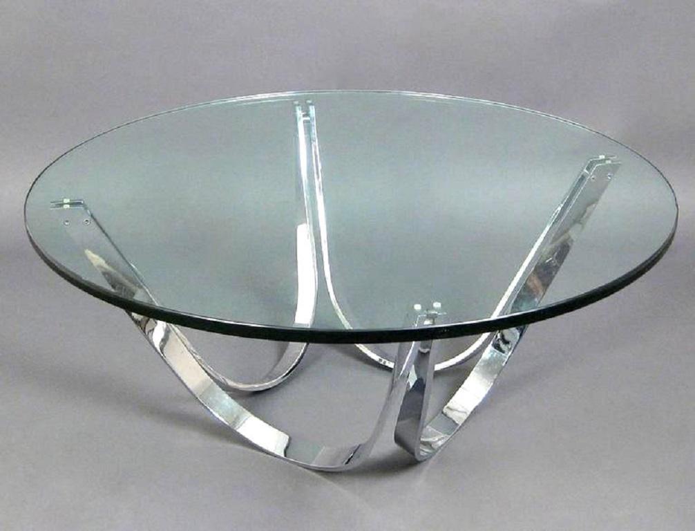 Mid-Century Modern Roger Sprunger Style Cocktail Table by Tri-Mark in Chrome For Sale
