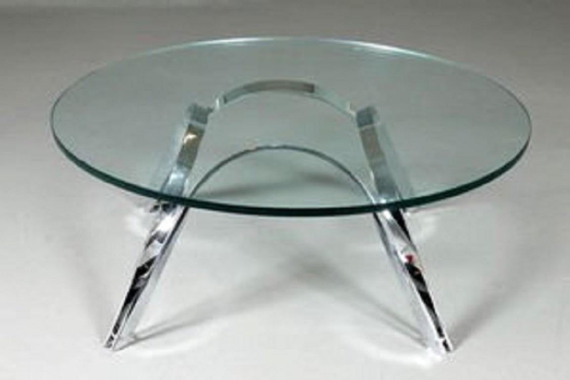 Roger Sprunger Style Cocktail Table by Tri-Mark in Chrome For Sale 2