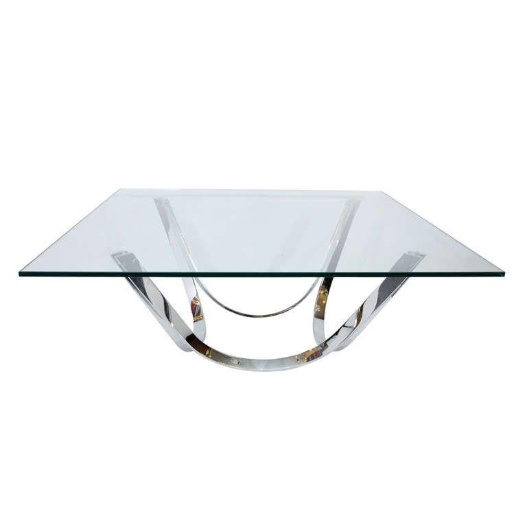 Roger Sprunger Style Cocktail Table by Tri-Mark in Chrome For Sale 3