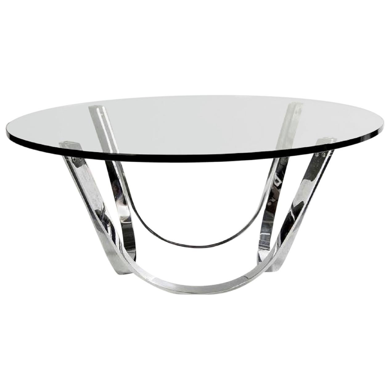 Roger Sprunger Style Cocktail Table by Tri-Mark in Chrome For Sale