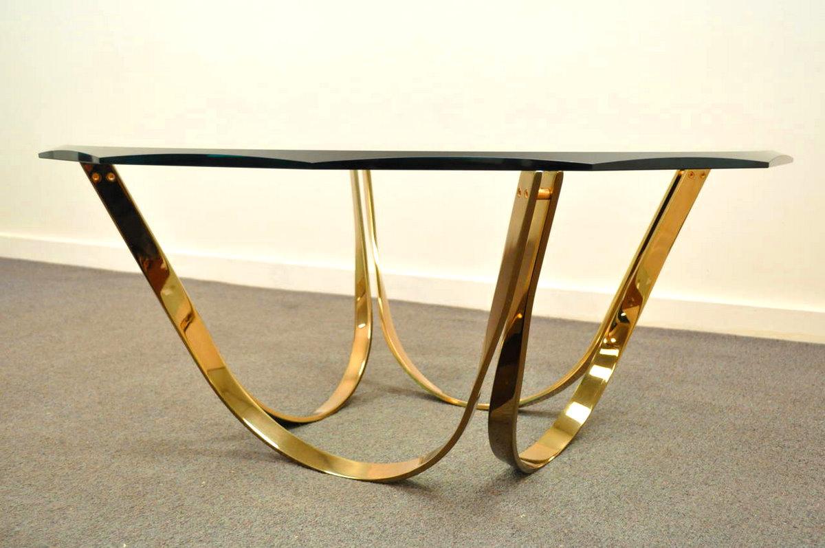Mid-Century Modern Roger Sprunger Style Cocktail Table by Tri-Mark in Gold For Sale