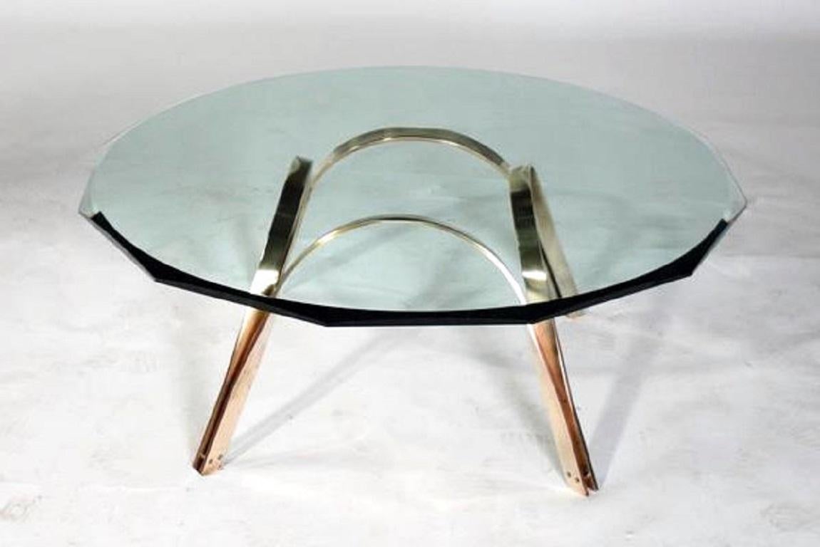 Steel Roger Sprunger Style Cocktail Table by Tri-Mark in Gold For Sale