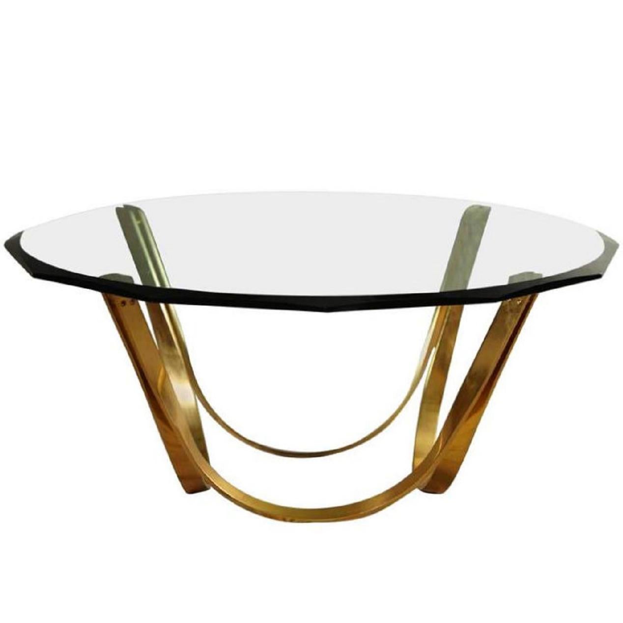 Roger Sprunger Style Cocktail Table by Tri-Mark in Gold For Sale