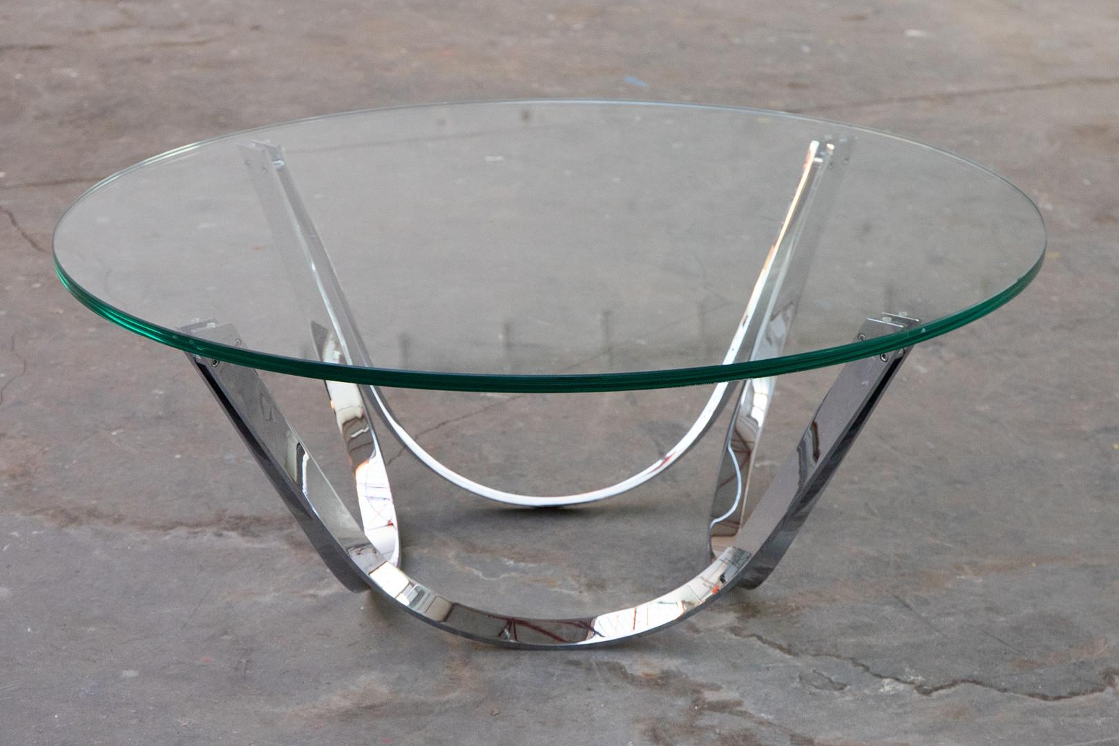 gold and glass round coffee table